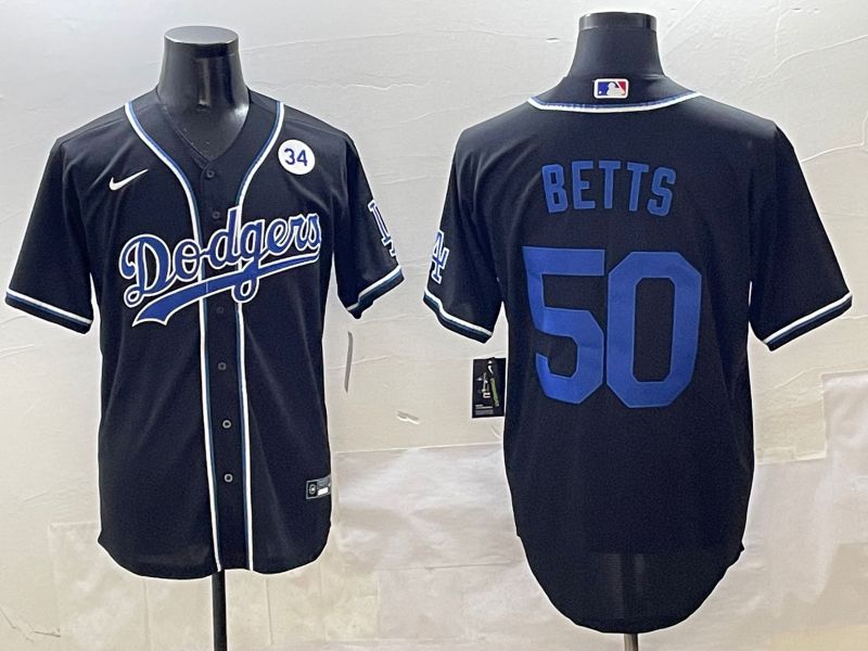 Men 2025 Los Angeles Dodgers #50 Betts Black Three generations Fashion Nike MLB Jersey style 11->los angeles dodgers->MLB Jersey